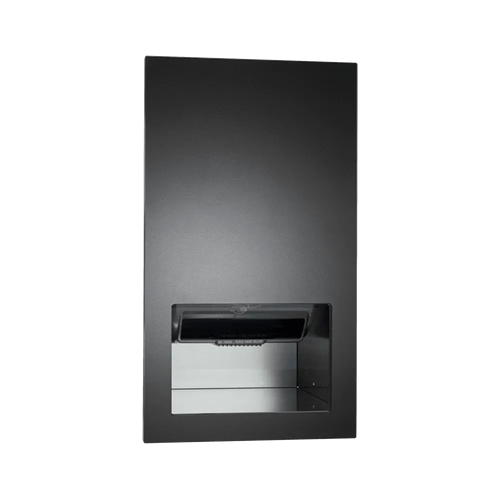 ASI 645210AC-41 Piatto Completely Recessed Automatic Roll Paper Towel Dispenser, AC Powered, Matte Black Phenolic Door