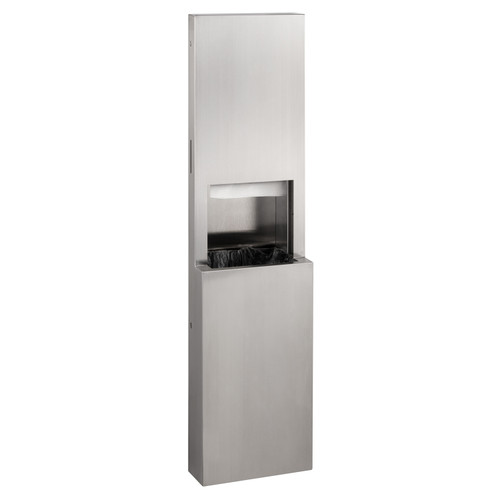 Bobrick B-9944 Fino Collection Paper Towel Dispenser and Waste Receptacle, Semi-Recessed, Satin Finish, 8.5 Gallon