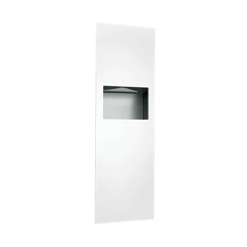 ASI 6462-00 Piatto Completely Recessed Paper Towel Dispenser and Waste Receptacle, Manual, 9 Gallon, White Phenolic Door