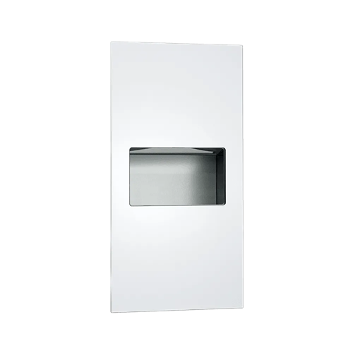 ASI 64623-00 Simplicity Paper Towel Dispenser and Waste Receptacle, Manual, Recessed, 2.2 Gallon, White Phenolic Door
