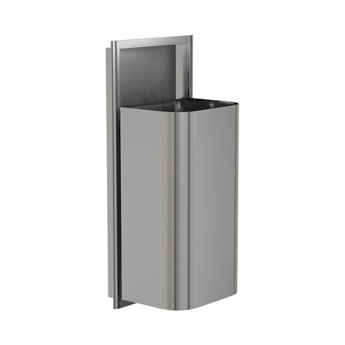 Bradley 3B1-103600 Elvari Waste Receptacle, Semi-Recessed, Large Capacity, 18 Gallon, Satin Stainless