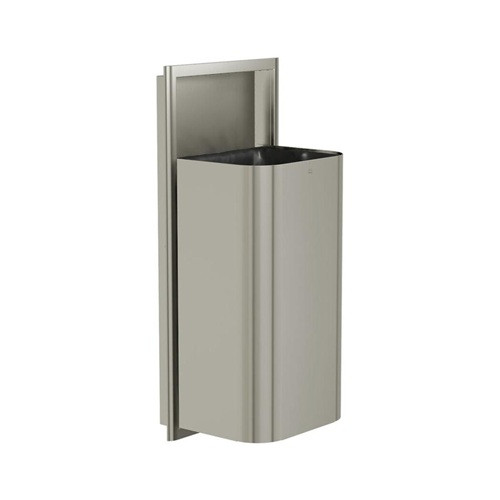 Bradley 3B1-103600-BN Elvari Waste Receptacle, Semi-Recessed, Large Capacity, 18 Gallon, Brushed Nickel