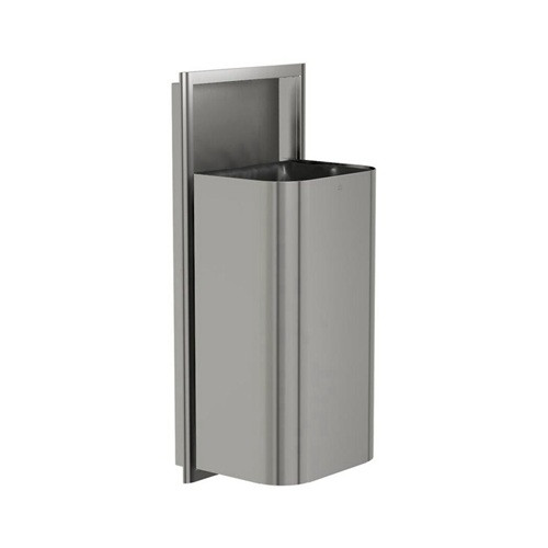 Bradley 3B1-103600-BS Elvari Waste Receptacle, Semi-Recessed, Large Capacity, 18 Gallon, Brushed Stainless