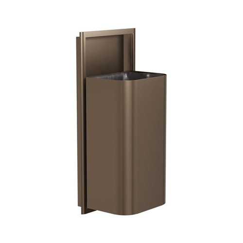 Bradley 3B1-103600-BZ Elvari Waste Receptacle, Semi-Recessed, Large Capacity, 18 Gallon, Brushed Bronze