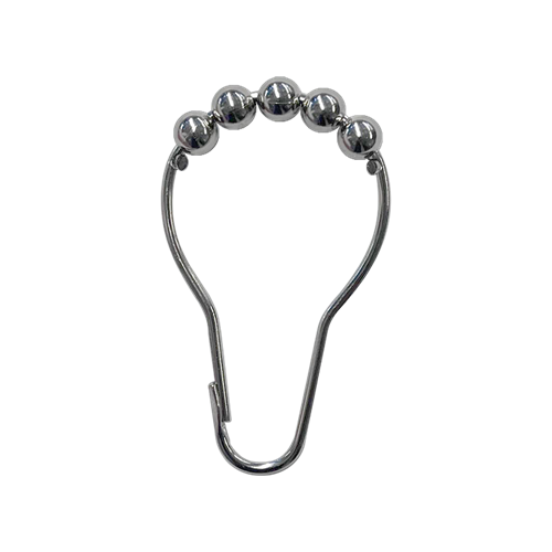 ASI 1200-ROL Shower Curtain Hook with Roller Rings, Nickel Plated Brass (Qty 1 Hook)