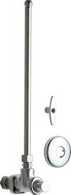 Chicago Faucets 1027-ABCP Angle Stop Fitting, 2-1/4" Tee Handle, 12" Supply Tube, Loose Key