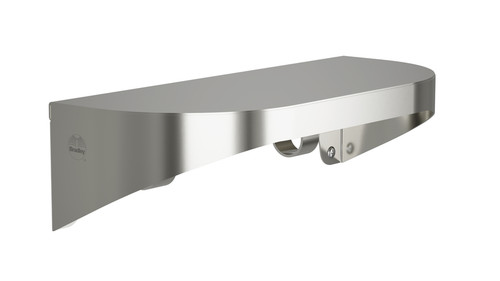 Bradley 7B2-0082496-BS Elvari Shelf with Hooks, Surface Mounted, 8" Depth x 24" Long, Brushed Stainless