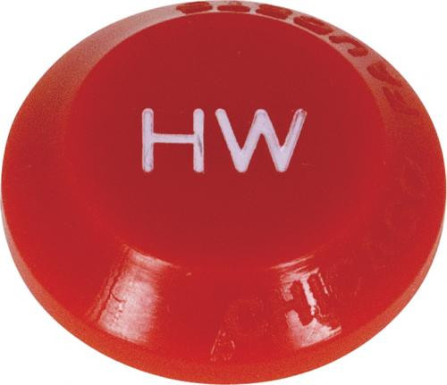 Chicago Faucets 216-128JKNF Chicago Faucets Part: Laboratory Index Button, Red with White Letters, HW (Hot Water)