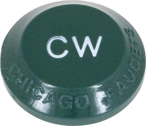 Chicago Faucets 216-178JKNF Chicago Faucets Part: Laboratory Index Button, Dark Green with White Letters, CW (Cold Water)