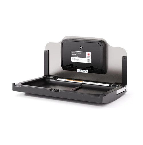Sova 20HS0402 Element LX Baby Changing Station with Liner Dispenser and Backsplash, Horizontal, Surface Mount, Black