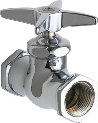 Chicago Faucets 375-ABCP Straight Stop Fitting, 3/4" NPT Female Thread Inlet, 3/4" NPT Female Thread Outlet, 3" Cross Handle