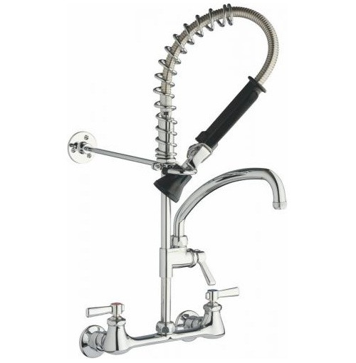 Chicago Faucets 523-613-369ABCP Mini Pre-Rinse Fitting with 8" Adjustable Centers and 9 1/2" L-Type Swing Spout