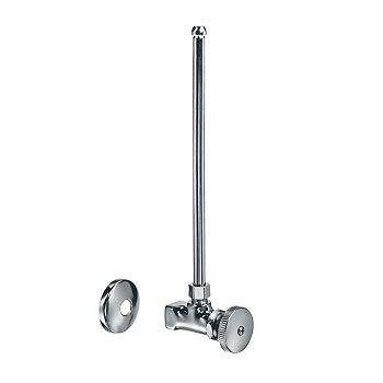 Chicago Faucets 1004-ABCP Angle Stop Fitting with Supply Tube, 1/2" NPT Female Thread Inlet, 1/2" O.D. Female Compression Outlet, Wheel Handle