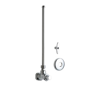 Chicago Faucets 1006-MMABCP Angle Stop Fitting with Supply Tube and Loose Key, 1/2" NPT Female Thread Inlet, 1/2" O.D. Female Compression Outlet, Tee Handle