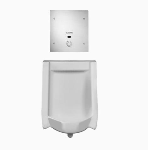 Sloan WEUS-1010.1313 Vitreous China Urinal with Concealed, Sensor Activated, Royal OPTIMA 195-0.125 ES-S SWB Urinal Flushometer with Small Wall Box