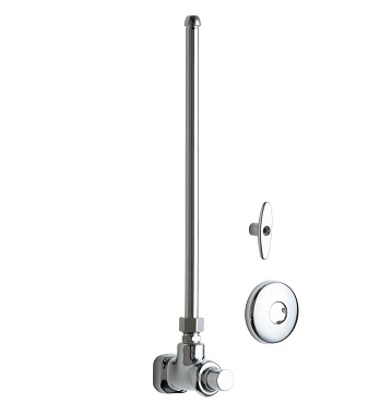 Chicago Faucets 1016-ABCP Angle Stop Fitting with Supply Tube and Loose Key, 3/8" NPT Female Thread Inlet, 3/8" O.D. Female Compression Outlet