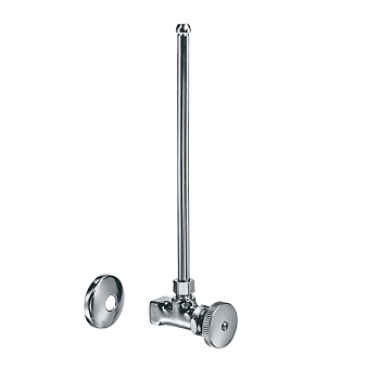 Chicago Faucets 1018-ABCP Angle Stop Fitting with Supply Tube, 3/8" NPT Female Inlet, 3/8" O.D. Female Compression Outlet, Wheel Handle