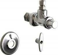 Chicago Faucets 1025-ABCP Angle Stop Fitting with Loose Key, 5/8" O.D. Compression Inlet, 3/8" O.D. Female Compression Outlet, Tee Handle
