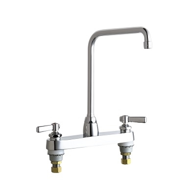 Chicago Faucets 1100-HA8-369ABCP Hot and Cold Water Sink Faucet, 8" Fixed Centers, 2.2 GPM Softflo Aerator, 8" High Arch Spout, Lever Handle
