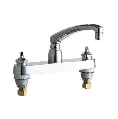 Chicago Faucets 1100-LEHAB Hot and Cold Water Sink Faucet, 8" Fixed Centers, 2.2 GPM Softflo Aerator, Less Handles