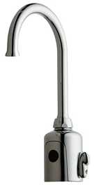 Chicago Faucets 116.432.AB.1T HyTronic Touch Free Programmable Gooseneck Faucet, Dual Supply, 1.5 GPM, User Adjustable Temperature Control Mixer, Battery Operated