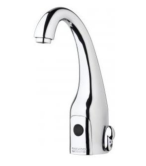 Chicago Faucets 116.779.AB.1T HyTronic Curve Touch Free Programmable Electronic Faucet, Dual Supply, 1.5 GPM, User Adjustable Temperature Control Mixer, AC Powered, Less Transformer