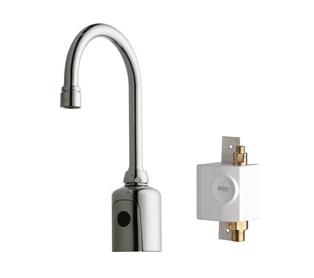 Chicago Faucets 116.933.AB.1T HyTronic Touch Free Programmable Gooseneck Electronic Faucet, Dual Supply, 1.5 GPM, Concealed Internal Temperature Control Mixer, Self Sustaining Power System
