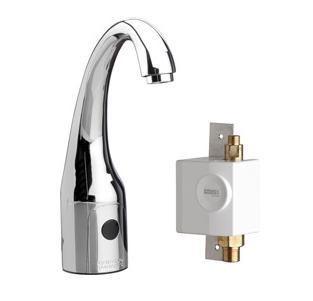 Chicago Faucets 116.937.AB.1T HyTronic Curve Touch Free Programmable Electronic Faucet, Dual Supply, 1.5 GPM, Concealed Internal Temperature Control Mixer, Self Sustaining Power System