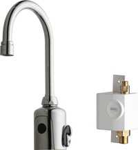 Chicago Faucets 116.943.AB.1T HyTronic Touch Free Programmable Gooseneck Electronic Faucet, Dual Supply, 1.5 GPM, User Adjustable Temperature Control Mixer, Self Sustaining Power System