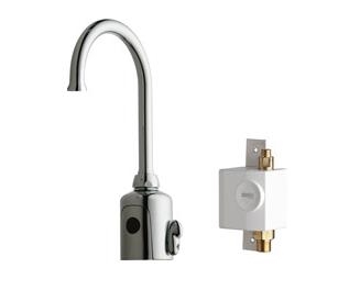 Chicago Faucets 116.945.AB.1T HyTronic Touch Free Programmable Gooseneck Electronic Faucet, Dual Supply, 1.5 GPM Flow Control, User Adjustable Temperature Control Mixer, Self Sustaining Power System