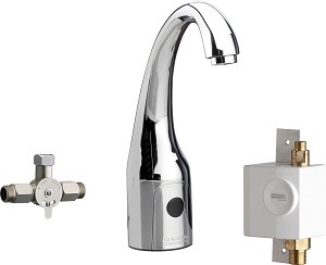 Chicago Faucets 116.967.AB.1T HyTronic Curve Touch Free Programmable Electronic Faucet, Single Supply, 0.5 GPM, External Mechanical Mixing Valve, Self Sustaining Power System