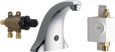 Chicago Faucets 116.976.AB.1T E-Tronic 40 Traditional Electronic Faucet with Dual Beam Infrared Sensor, Single Supply, 0.5 GPM, External Thermostatic Mixing Valve, Self Sustaining Power System