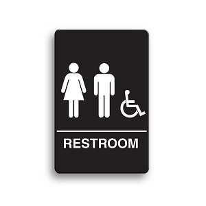 Restroom Sign - Unisex Handicap Accessible, 6" x 9"