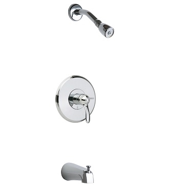 Chicago Faucets 1905-TKCP Tub and Shower Trim Kit with Diverter Tub Spout and Shower Head with Ball Joint