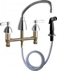 Chicago Faucets 200-AABCP Concealed Hot and Cold Water Sink Faucet with Side Spray, 8" Fixed Centers, 9-1/2" L-Type Spout, 2.2 GPM Softflo Aerator, 2-3/8" Lever Handle