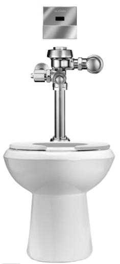 Sloan WETS-2000.1304 Vitreous China Toilet Fixture with Exposed, Sensor Activated, Royal OPTIMA 111-1.28 ES-S TMO Closet Flushometer with True Mechanical Override (Toilet Seat Not Included)