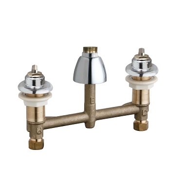 Chicago Faucets 201-A1000XKLESHAB Concealed Hot and Cold Water Sink Faucet, 8" Fixed Centers, Ceramic 1/4-Turn Operating Cartridge, Less Spout and Handles