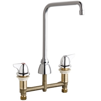 Chicago Faucets 201-AHA8-1000XKAB Concealed Hot and Cold Water Sink Faucet, 8" Fixed Centers, 8" High Arch Spout, 2.2 GPM Softflo Aerator, Ceramic Cartridge, 2" Canopy Single Wing Handle