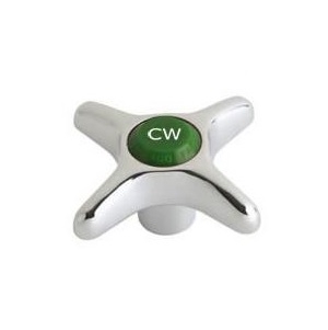 Chicago Faucets 204-CWJKCP Chicago Faucets Part: Vandal Proof 2-1/2" Metal Cross Handle, Eight Point Tapered Broach, CW Button, Chrome