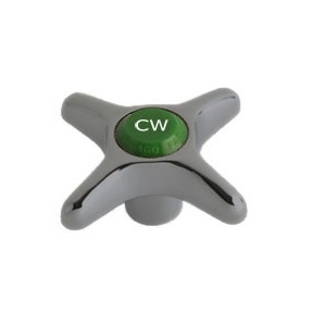 Chicago Faucets 204-CWJKSAM Chicago Faucets Part: Vandal Proof 2-1/2" Metal Cross Handle, Eight Point Tapered Broach, CW Button, Satin Antimicrobial (SAM)