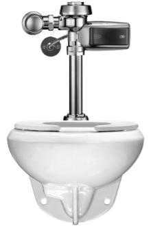 Sloan WETS-2050.1302 Wall Hung Toilet Fixture with Exposed, Battery Powered, Sensor Activated, Royal OPTIMA Hardwire SMOOTH 111-1.28 HWS Closet Flushometer (DISCONTINUED, NOT AVAILABLE TO ORDER)
