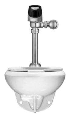 Sloan WETS-2053.1201 Wall Hung Toilet Fixture with Solar Powered, Sensor Activated SOLIS 8111-1.6 Closet Flushometer (DISCONTINUED)