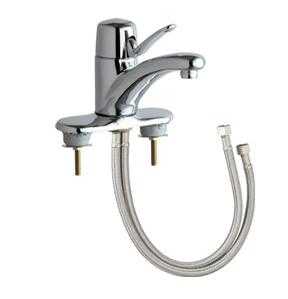 Chicago Faucets 2200-4ABCP Single Lever Hot and Cold Water Mixing Sink Faucet, 4" Fixed Centers, 2.2 GPM Softflo Aerator, 4-3/4" Integral Spout