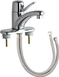 Chicago Faucets 2200-4E39VPABCP Single Lever Hot and Cold Water Mixing Sink Faucet, 4" Fixed Centers, 0.35 GPM Econo-Flo Non-Aerating Outlet, 4-3/4" Integral Spout