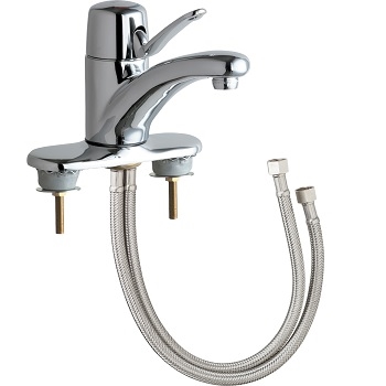 Chicago Faucets 2200-4E74-2300-4AB Single Lever Mixing Sink Faucet, 4" Fixed Centers, 4-3/4" Center to Center Integral Cast Brass Spout, 1.0 GPM Non-Aerating Laminar Outlet, 4-5/8" Lever Handle