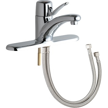 Chicago Faucets 2200-8E74ABCP Single Lever Mixing Sink Faucet, 8" Fixed Centers, 4-3/4" Center to Center Integral Cast Brass Spout, 1.0 GPM Non-Aerating Laminar Outlet, 2-3/4" Lever Handle