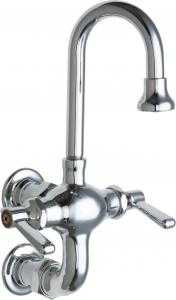 Chicago Faucets 225-261ABCP Hot and Cold Water Mixing Sink Faucet, 1.5 GPM Female Rose Spray, 3-3/8" Integral Spout, Straight Inlet Arm, 2-3/8" Lever Handle