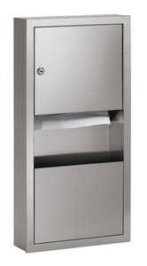 Bradley 2291 Recessed Towel Dispenser & Waste Receptacle, 2 Gallon
