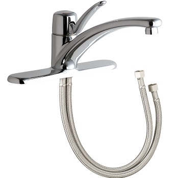 Chicago Faucets 2300-8E2805ABCP Single Lever Mixing Sink Faucet, 8" Fixed Centers, 10" Center to Center Integral Cast Brass Spout, 0.5 GPM Econo-Flo Non-Aerating Spray, 4-5/8" Lever Handle