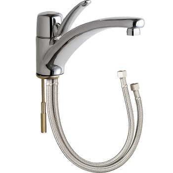 Chicago Faucets 2300-E34ABCP Single Lever Hot and Cold Water Mixing Sink Faucet, 1.5 GPM Softflo Aerator, 10" Integral Spout, 4-5/8" Lever Handle